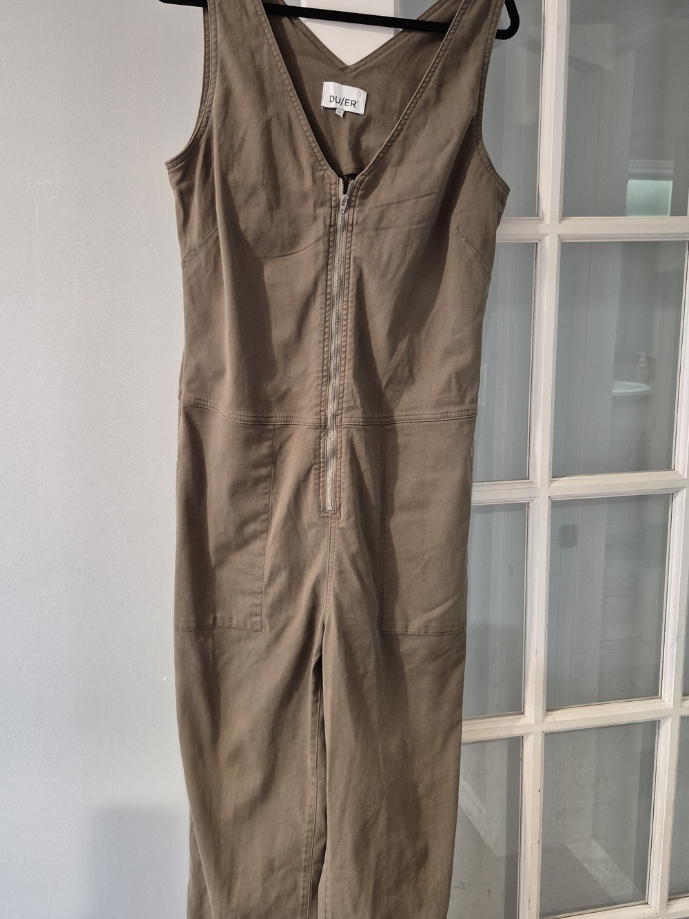 DUER LuxTwill Live Free Jumpsuit Olive Green Large EUC